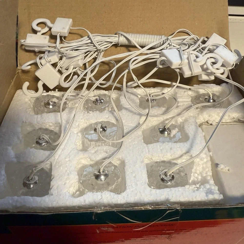 Vtg Kurt S. Adler Xmas Garland 10pc Blue Holiday Lights Set Indoor New in‎ Box